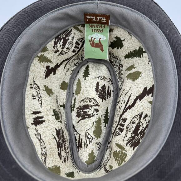 Paul Frank Brown Corduroy Fedora Hat Julius Monkey Herringbone Band Retro - Picture 9 of 10